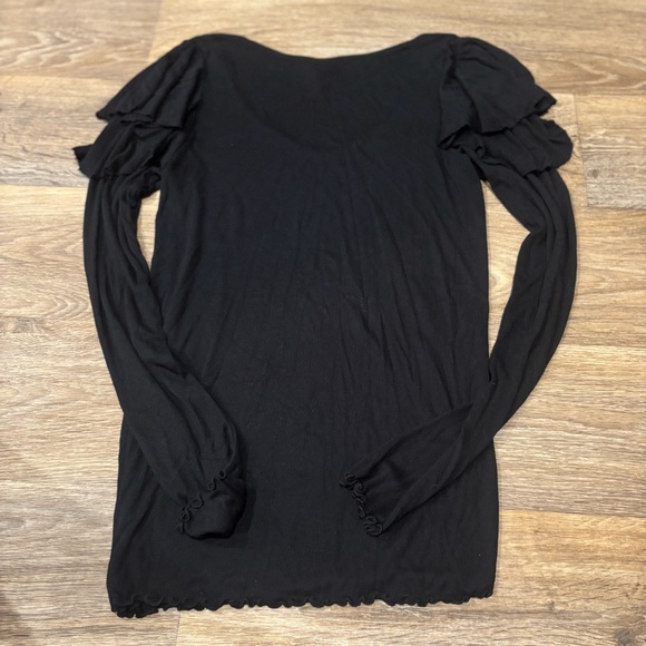 We The Free On Rewind Jersey Knit Top Black Large Tiered Ruffle Sleeve - Picture 4 of 7